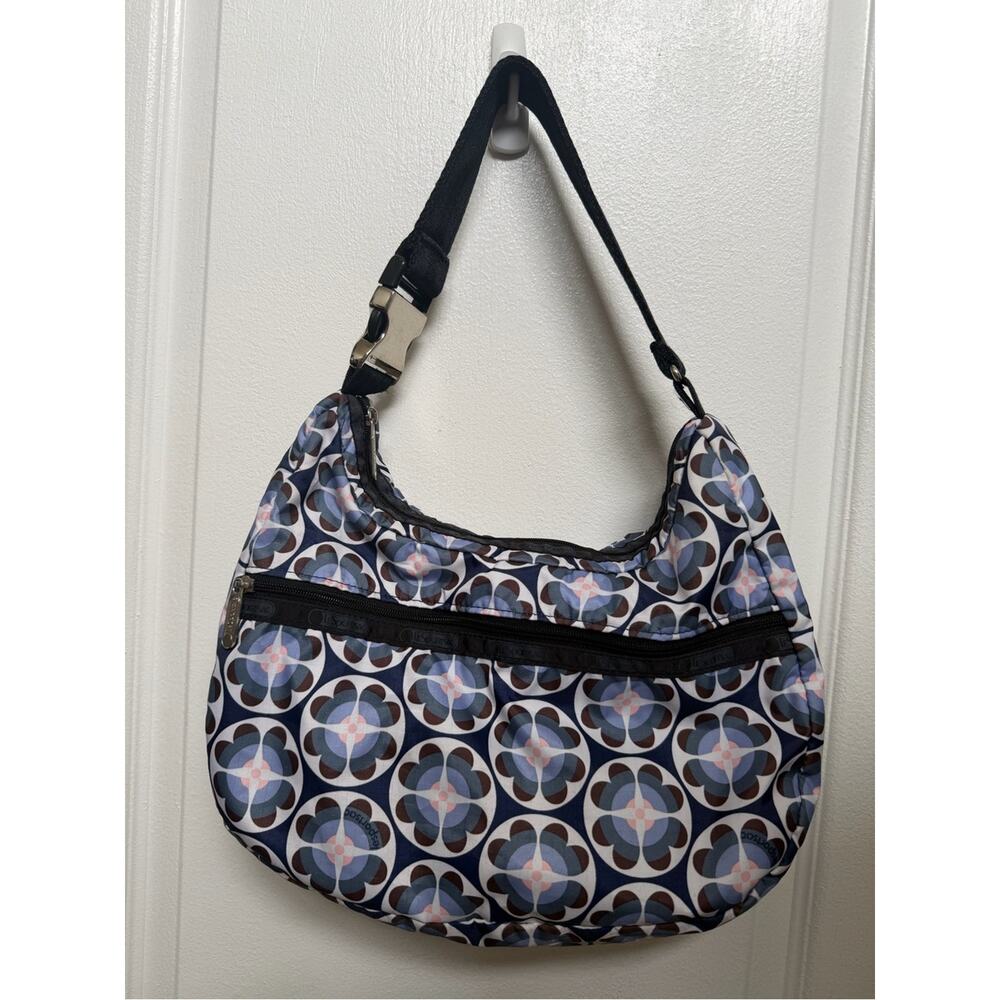 LeSportSac blue and white hobo nylon purse - Picture 8 of 11